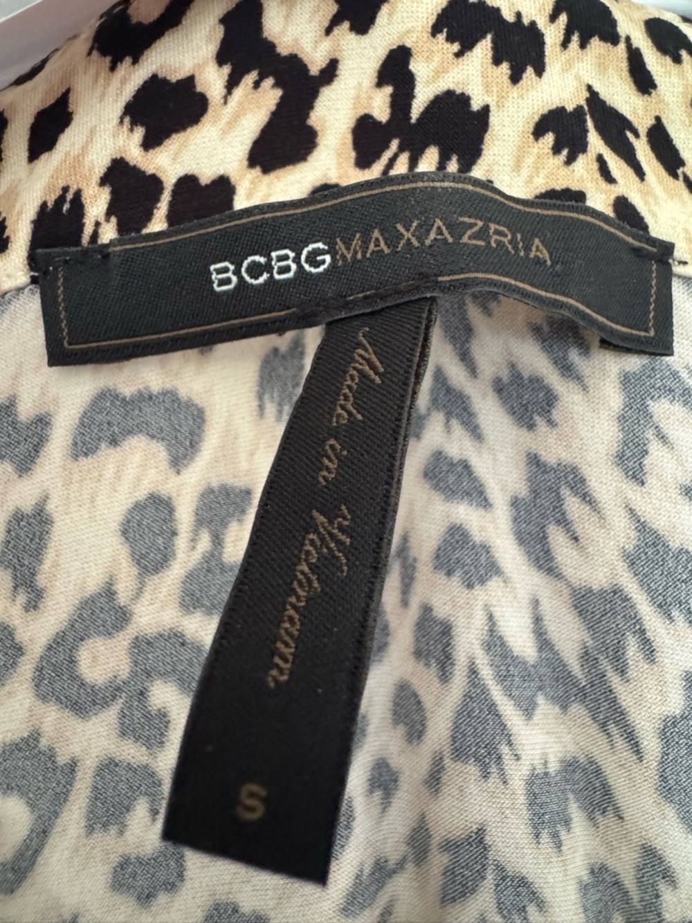 BCBGMaxAzria Leopard Print Wrap Dress - Beige and Black - Picture 4 of 8